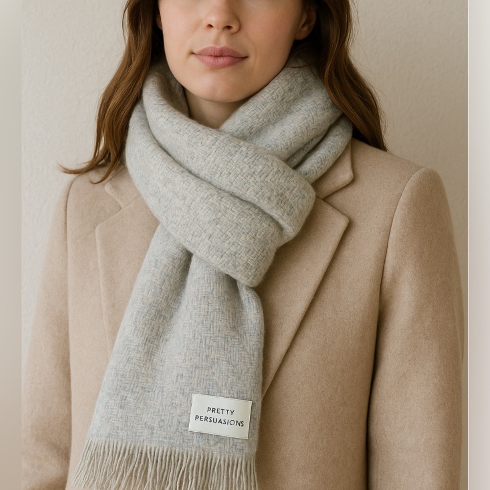 ✨Pretty Persuasions Gray Fringe Scarf Cozy Soft‎ Winter Wrap Oversized Shawl✨